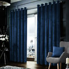 Blackout Crushed Velvet Curtains Eyelet Ring Top Ready Made Lined Pair Curtains
