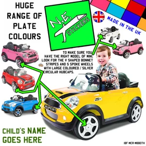 FRONT (+back?) kids number plate for ROLLPLAY Electric 6v MINI Cooper S car toy - Picture 1 of 3