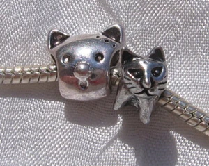 2 PERLES CHARMS CHAT FAUVE METAL ARGENTE 12-11MM TROU 4,5mm COMPATIBLES *E215 - Picture 1 of 1