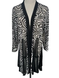 Ali Miles Kimono Cardigan Topper Women's XL Black Mesh Semi-Sheer NWT - Picture 1 of 11