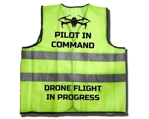 FAA Drone Pilot in Command Part 107 Safety Vest w/ Pockets Reflective Yellow XL - Picture 1 of 3