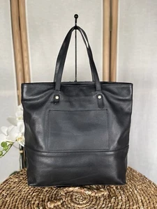 John Lewis black leather tote bag handbag - Picture 1 of 16