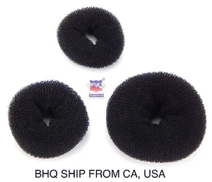 WOMEN HAIR BUN RING DONUT SHAPER 3 SIZE IN PACKAGE. (BLACK) - Picture 1 of 2