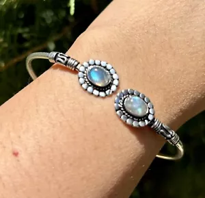 Handmade Cuff Bangle Bracelet Jewelry German Silver, Natural Labradorite, 1 - Picture 1 of 5