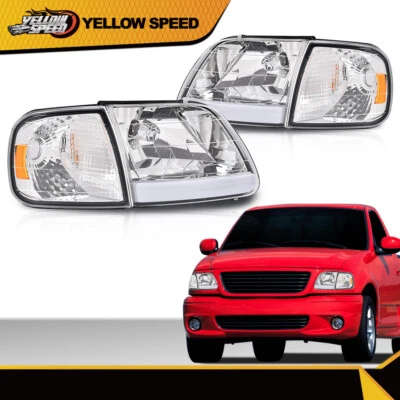 Подходит для хромированных/прозрачных светодиодных дневных ходовых огней и угловых фар 97–04 F-150 Expedition  - Изображение 1 из 4