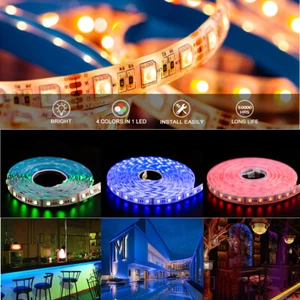 5m LED Stripe 12/24V RGB RGB+WW RGBW RGBWW 5050 2835 Streifen Band Dimmbar Kette - Bild 1 von 16