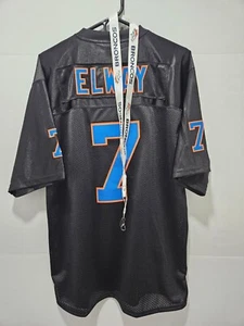 #7 JOHN ELWAY MENS DENVER BLACK BLUE ORANGE CUSTOM STITCHED JERSEY SIZE XL NEW - Picture 1 of 9