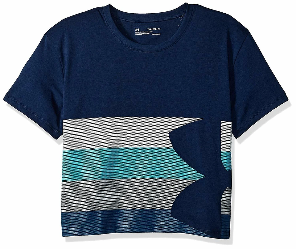 Under Armour Girls Crop Short Sleeve Shirt Academy Teal Punch Youth Large