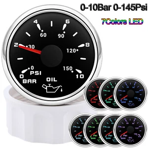 2" 52mm Boat Oil Pressure Gauge 0-10Bar 0-150PSI Pressure Meter for Car Truck - Picture 1 of 16