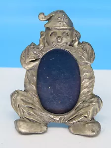 Miniture ~ Silver Tone ~ Metal ~ Clown ~ Photo ~ Picture Frame ~ Free Standing - Picture 1 of 8