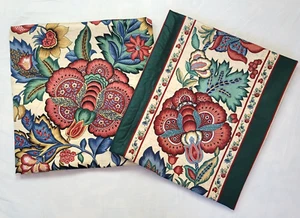 2 Waverly Jacobean Floral Coordinating Fabrics Town Hall Greenfield Red Blue - Picture 1 of 17