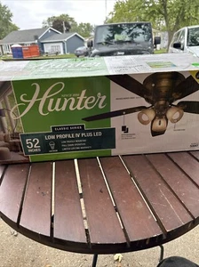 hunter 52057 Classic Low Profile 52” Ceiling Fan No Light Hit Brushed Bronze - Picture 1 of 8
