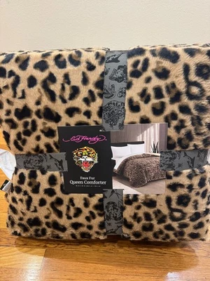 Ed Hardy Faux Fur Queen Comforter in Leopard Print  90 x 90 - Image 1 of 4