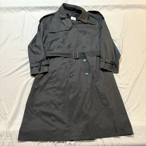 VTG Austin Reed Mens 44S Trench Coat Rain Stain Repellent Wool Liner Black/Gray - Picture 1 of 22