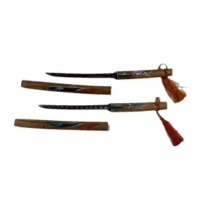 Vintage 8" Katana Brieföffner Paar mit Scheiden Langen Oil Co. Promo Japan - Bild 1 von 3