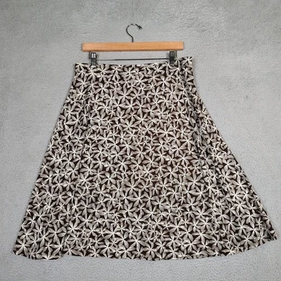 Falda Talbots Para Mujer Grande Pequeña Marrón Beige Floral Imitación Envoltura Línea A Preppy Foto 1 de 4