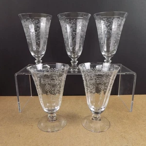 5 Fostoria Arcady Etched Tumbler Glasses 5.5" Tall VGC - Picture 1 of 4