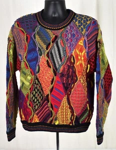 Vintage Carlo Alberto Australia 3D Knitted Colorful Coogi Style SWEATER Sz  S - Picture 1 of 8