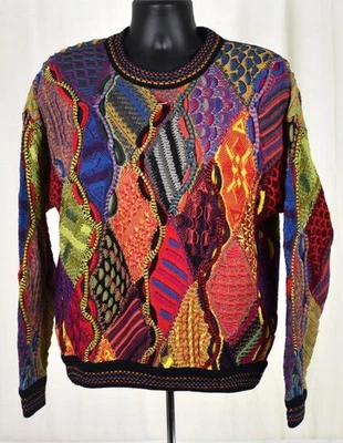 Vintage Carlo Alberto Australia 3D Knitted Colorful Coogi Style SWEATER Sz  S - Image 1 of 4