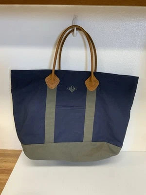 LL Bean Leather Handle Canvas Boat & Tote Bag - Image 1 of 4