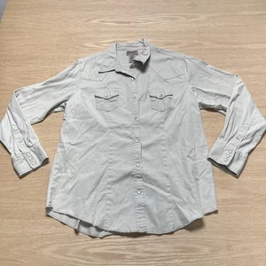 Camicia Wrangler Wrancher Pearl Snap grigia cowgirl western rodeo ranch taglia XL - Foto 1 di 19