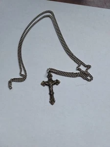 VTG Chapel Sterling Stamped Ornate Crucifix Pendant with 24" Chain - Picture 1 of 3