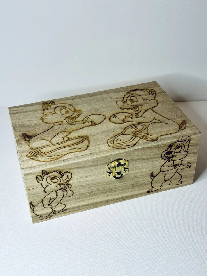Disney Chip And Dale Etched Wooden Keepsake Box - Image 1 of 4