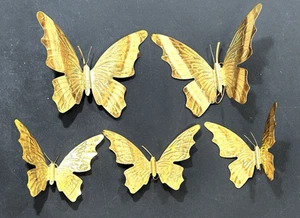 5 DE COLECCIÓN TONO DORADO LATÓN METAL 3D MARIPOSA PARED JARDÍN DECORACIÓN - Imagen 1 de 4