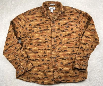 Duluth Trading Co Shirt Mens L Brown Bear Print Free Swingin Untucked Flannel - Image 1 of 4