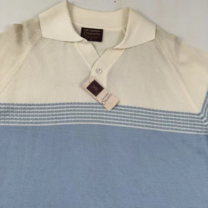 NEW VTG 60s Van Heusen Coleseta Polo Shirt Men Fits Large Tag XL Blue Black - Picture 1 of 14