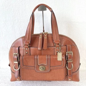 Coach Hamptons Miranda Messenger Satchel Handbag 11085 Whisky Brown Leather - Picture 1 of 9