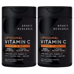 Sports Research Vitamina C Liposomal, 500 mg, 120 Cápsulas Vegetarianas Paquete De 2 - Imagen 1 de 4