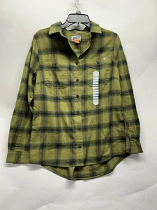 Duluth Trading 40 Grit Men's Medium Green Flannel Cotton Blend Shirt (A4) - Picture 1 of 5