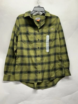 Duluth Trading 40 Grit Men's Medium Green Flannel Cotton Blend Shirt (A4) - Image 1 of 4