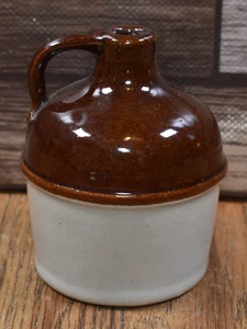 Vintage zweifarbiger Steinzeug Whisky Mini Topf Miniatur Krug - Bild 1 von 6