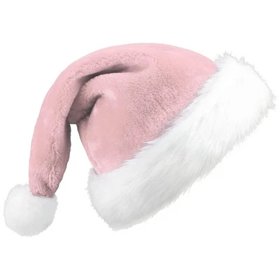 Sombrero de Papá Noel para Adultos Rosa Terciopelo Peluche Sombrero de Papá Noel para Navidad Año Nuevo Fiesta... Foto 1 de 4