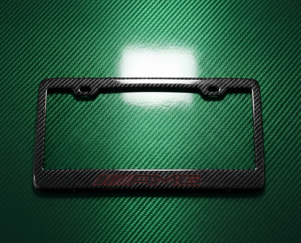 Red&Black AMG Mercedes Benz  100% Carbon Fiber License Plate Frame Ghost Effect - Image 1 of 3