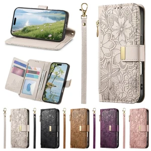 Para Samsung Galaxy A56 A36 A26 A17 A16 Cuero Cremallera Bolsillo Billetera Estuche Correa - Imagen 1 de 73