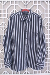 J. Ferrar Button Up Shirt Mens 2X 18-18.5 Black Casual Preppy Cotton Business - Picture 1 of 12