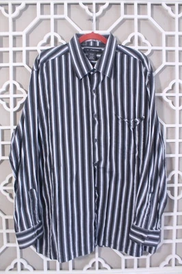 J. Ferrar Button Up Shirt Mens 2X 18-18.5 Black Casual Preppy Cotton Business - Image 1 of 4