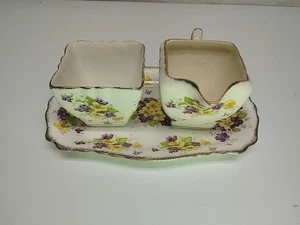 James Kent Ltd. Longton England Sahne & Zucker auf Tablett - Set #4002 lila/gelb - Bild 1 von 19