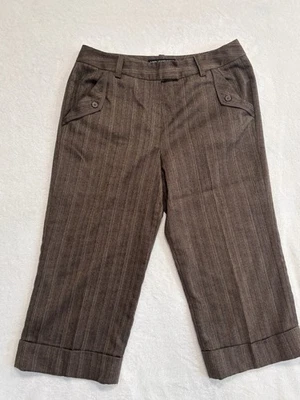 Pantalones capri Larry Levine para mujer talla 12P marrón 3S1593 Foto 1 de 4