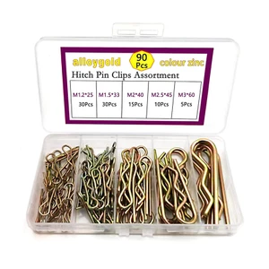 90 Pcs 5 Sizes Colour Cotter Pins R Clips Heavy Duty Zinc Plated Retainer Pins H - Picture 1 of 12