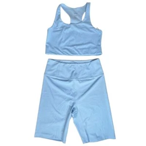Girlfriend Collective Breeze RIB Paloma Sports Bra & Short Blue Women XXXL NWT - Picture 1 of 11