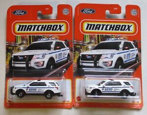 MATCHBOX LOT OF 2 NYPD FORD INTERCEPTOR UTILITY SUV