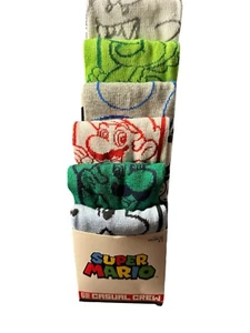 New Mens/Unisex 6 pk Novelty Casual Crew Socks SUPER MARIO BROS Comfortable Fit - Picture 1 of 2