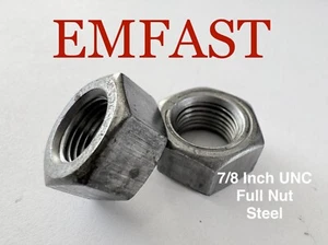 7/8 UNC Sechskant Vollmutter Stahl Sechskantmuttern Standard National Course glatt Sechskant - Bild 1 von 3