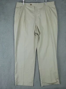 Haspel Mens 36x30 Beige Pleated Cuffed Cotton Blend Dress Pants - Picture 1 of 6