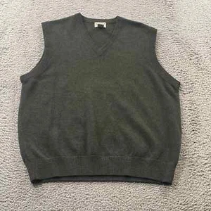 Vintage LL Bean Lambswool V-Neck Sweater Vest Men Medium Gray Lightweight Golf - Picture 1 of 8
