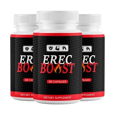 ERECBOOST (3 Pack) Erec Boost Pills for men ED Maximize Energy Vitality & Stamina 60ct
